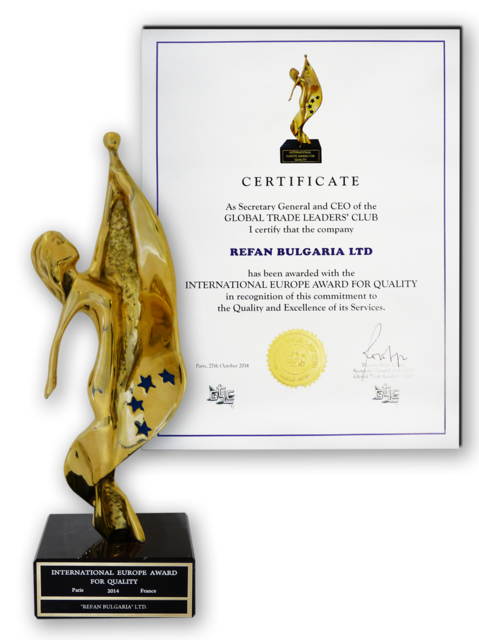 Refan: Международна европейска награда за качество 2014